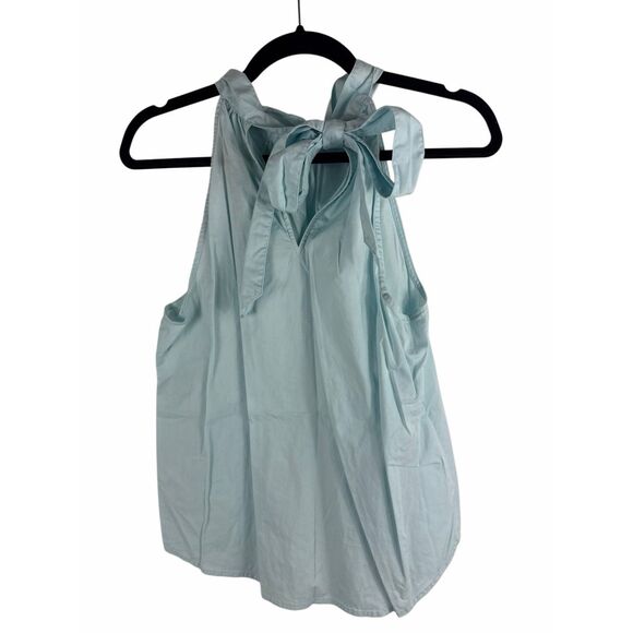 J Crew Robin Egg Blue Back Neck tie Blouse- Size 4 - Picture 1 of 6